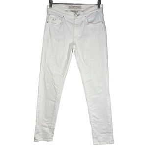 Jacob Cohen Made in Italy White Distressed Straight Leg Jean size 25